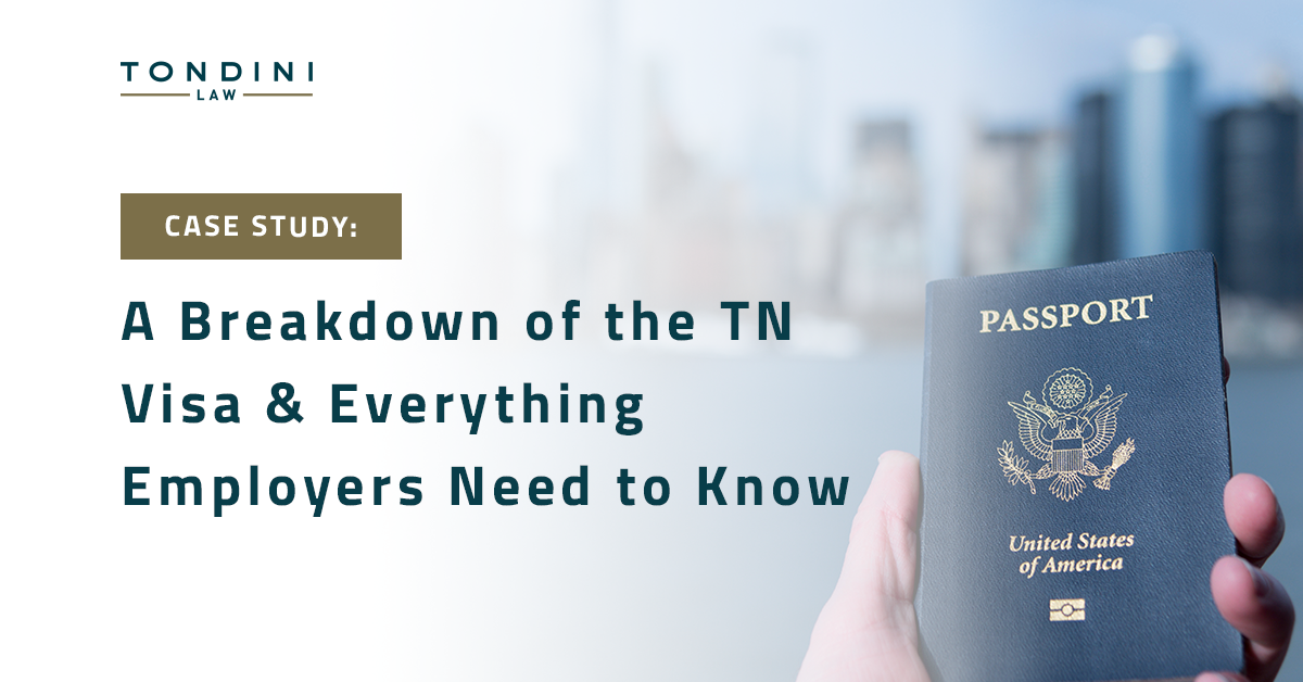 Case Study: A Breakdown of the TN Visa & Everything Employers Need to Know, image of a passport with a city background for TN visa