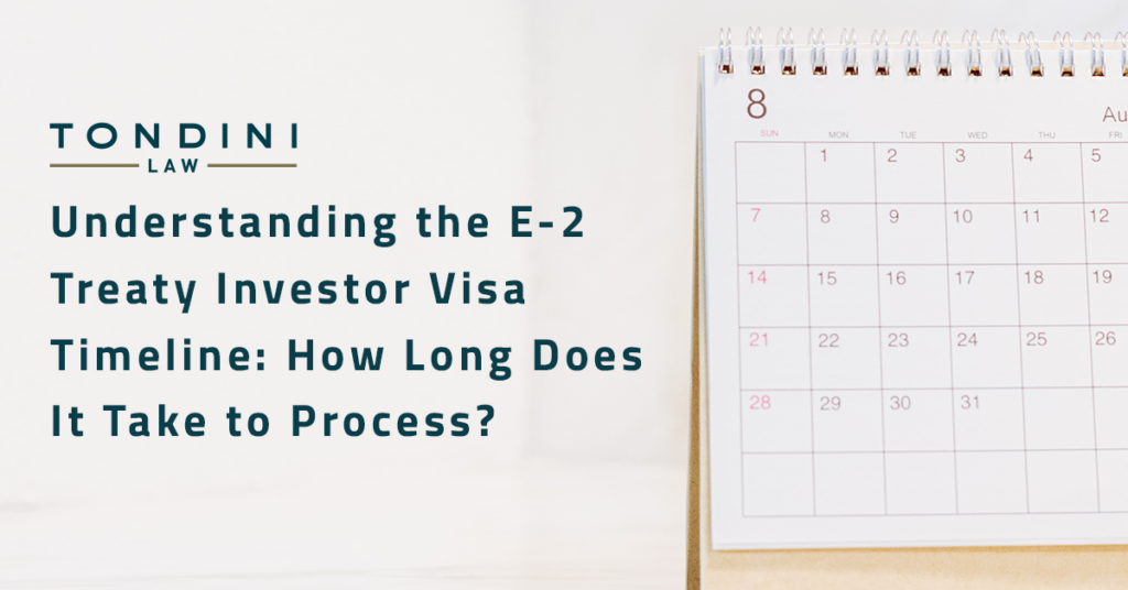 Understanding the E-2 Treaty Investor Visa Timeline: How Long Does It Take to Process?, image of a calendar with the title of the blog on the image